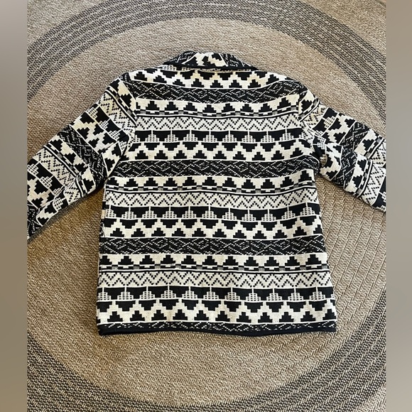 New Identity Black & White Patterned Cotton Jacket silver button southwestern - Picture 7 of 10